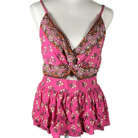 Angie Juniors Sleeveless Floral Front Tie Top Size L - Picture 2 of 4